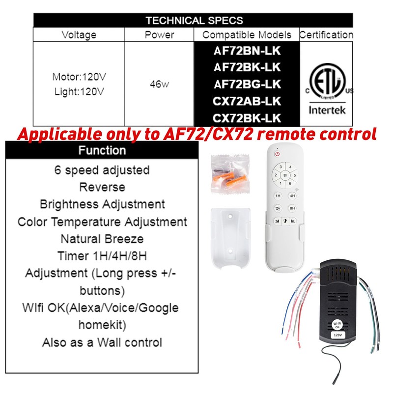 Only Applicable to The AL84 New Version Ceiling Fan Remote
