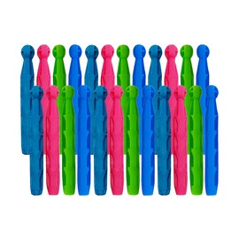THG ® Dolly Pegs Assorted Coloured Strong and Reusable Plastic Indoor and Outdoor Heavy Duty Clothes Pegs for Washing Line for Crafting Hanging Decorations 24 Pack