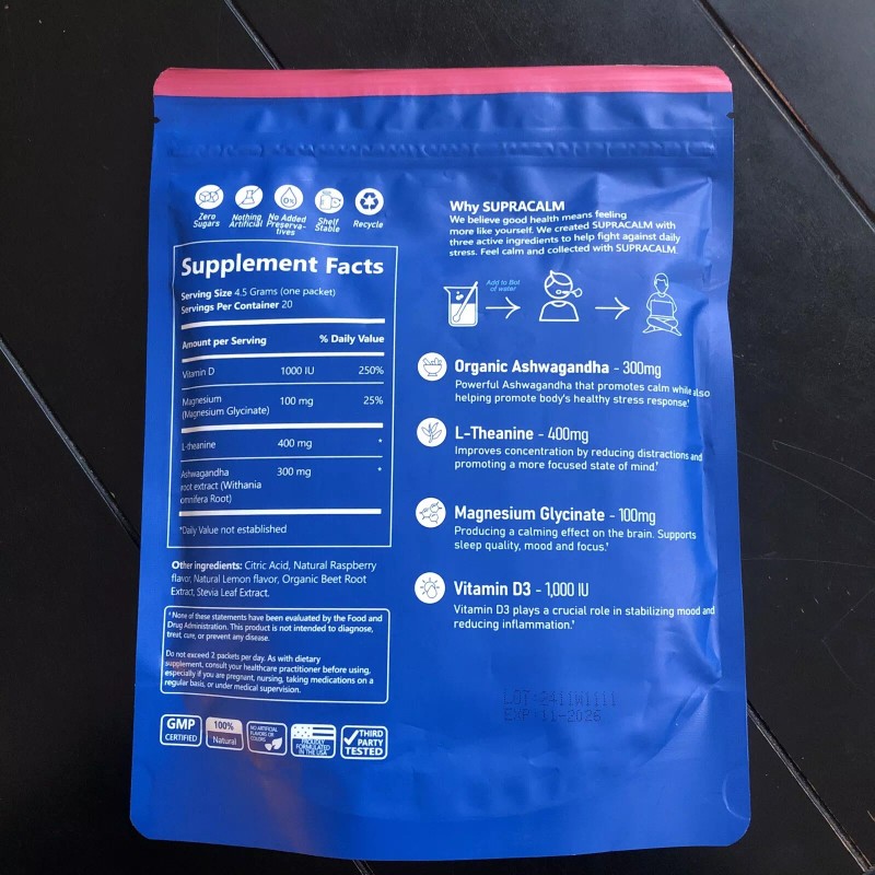 SUPRACALM 20 Powdered Drink Packets Relaxation Calm Focus No Sugar/GMO