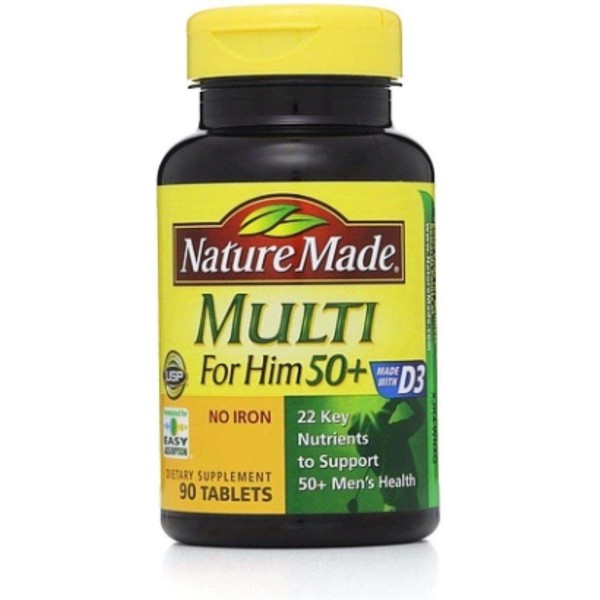 Nature Made Multi for Him 50+ Dietary Supplement Tablets 90 ea (Pack of 4)