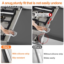 Stove Gap Covers Stainless Steel 2 Pack, Stove Gap Filler, Oven Gap Filler, Range Trim Kit, Stove Guards for Counter Side Gap Kitchen, Adjustable Length 13.8" to 27.5" - Silver