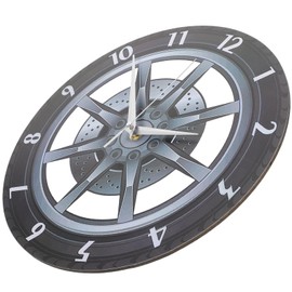 Kichvoe 3D Garage Wall Clock Wheel Shaped Tire Rim Clock Silent Battery Operated Acrylic Gear Clock Mute Wall Clock for Automotive Mechanic Shop Car Enthusiasts Bedroom