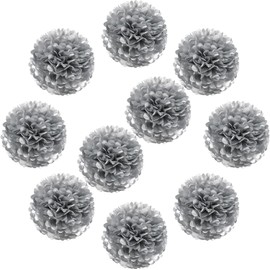 Lightingsky - 10 pompones de papel para decoración del hogar, Plateado, 14'', 10, 10.00
