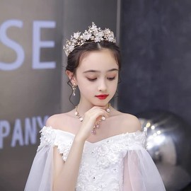 YOVECATHOU Butterfly Crystals Pearl Wedding Bridal Crown Tiara Bride Hair Accessory For Women and Girls