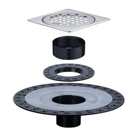 Uni-Green Shower Drain Kit 4” Compatible with Schluter Shower Pan with Flange for 2” Pipe,Replacement for Schluter Shower Kit,Chrome Square Shower Floor Drain SS304 Grate and ABS Material