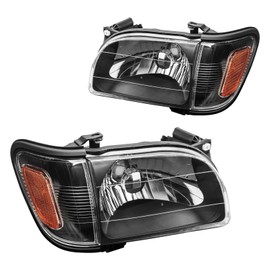 AUTOSITY Headlight Assembly Black Reflector + Amber Compatible With 2001 2002 2003 2004 Tacoma Replace 81110-04110, 81620-04080, 81610-04080, 81150-04110
