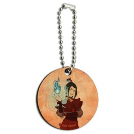 Avatar The Last Airbender Azula Wood Wooden Round Keychain Key Chain Ring