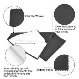SEVENWELL 2pcs Jewelry Polishing Cleaning Cloth Large 10'' x 12'' for Sterling Silver Jewelry Gold, Diamond, Platinum, Precious Stones, Coins (Black)
