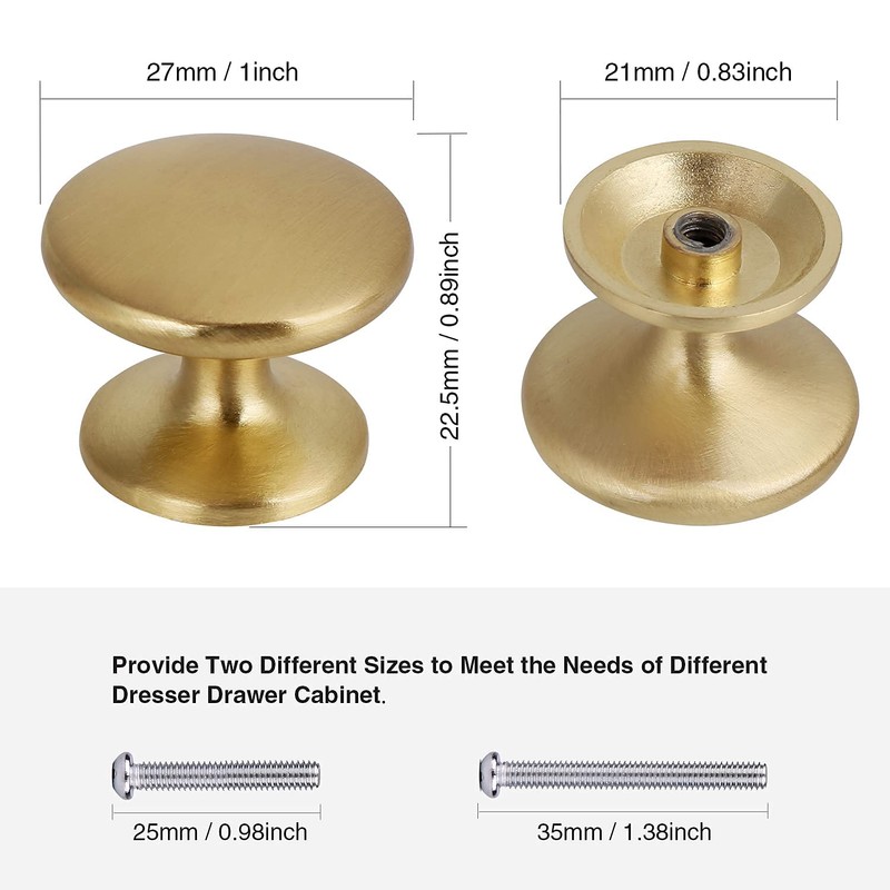 BIGLUFU Brass Cabinet Knobs, 30 Pack, 1 Inch, Gold: Dresser,