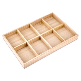The Display Guys - Stackable Jewelry Tray and Organizer - for Drawers, Dressers, Store Display (8 Compartments, Natural Wood)