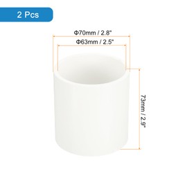 sourcing map 63mm PVC Pipe Coupling Adapter, 2 Pcs Pipe Fittings Slip Socket Connectors for DIY PVC Shelf Garden Support Structure Storage Shelf, White
