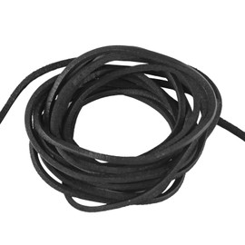 yumcute Leather Cord Chain, 3 mm x 3 m Leather Strap, Sold by the Metre, Genuine Leather, Black Leather Bands, Flat Band, Bracelet, Crafts, Leather Cords for Leather Shoe Tips, Necklace and Jewellery