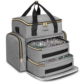 YOREPEK Nail Polish Organizer Case Holds 96 to 100+ Bottles (15ml/0.5 fl.oz) UV lamp, Extra Large Nail Polish Holder with Support Board for Easy Access, Gel Kit Bag For Manicure Tools, Grey