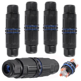 5Pcs Waterproof Cable Connector 4Pin Wire Connector 4 Way Inline Wire Connector 4 Pin 4 Out Connectors Electrical Terminal Quick Outdoor Push in Terminal Suitable for Repair Extend Power