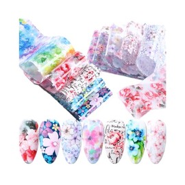 Generic Bow Daisy Love Bowknot Flower Rose Nail Foil Transfer Sticker 10Pcs 20X4Cm Xk9116 Nail Wraps Stickers Manicure Supplies for Women Nails Full Long Lasting Easy Apply and Remove