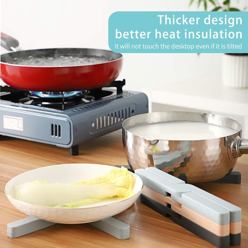 3 Pack Heat-Resistant Foldable Silicone Trivets,Folding Trivet for Hot Pots