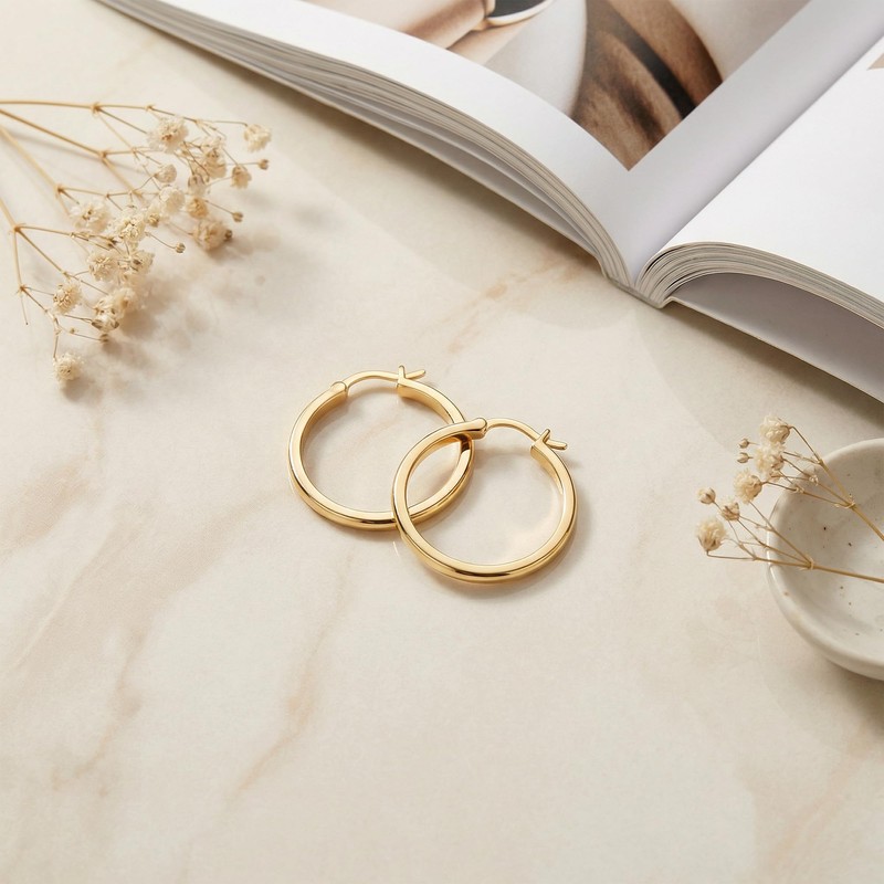 LISHUIHAOMI 14K Gold Earrings for Women Gold Hoop Earrings for