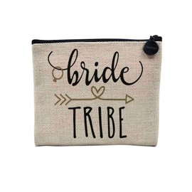 Tasche aus Leinen – Bride Tribe Kalligraphie Tribu der Braut Hochzeit Herz – Kosmetiktasche aus Segeltuch in Leinenoptik – Geldbörse – 15 x 10 cm, leinen, 15 x 10 cm, Kosmetiktasche