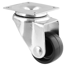Wagner 01211001 Furniture Castor / Swivel Castor Diameter 30 mm, Height 50 mm, Galvanised Steel, Black, Mounting Plate 38 x 48 mm, Load Capacity 30 kg