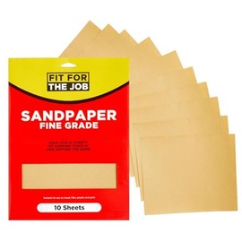 Fit For The Job 10 Large A4 Size Sheets Fine Grade Sandpaper for Sanding Wood, Furniture, Metal, Plaster For Home Improvement, Decorating & More, 11x9 inch (230x280mm) 11" x 9"