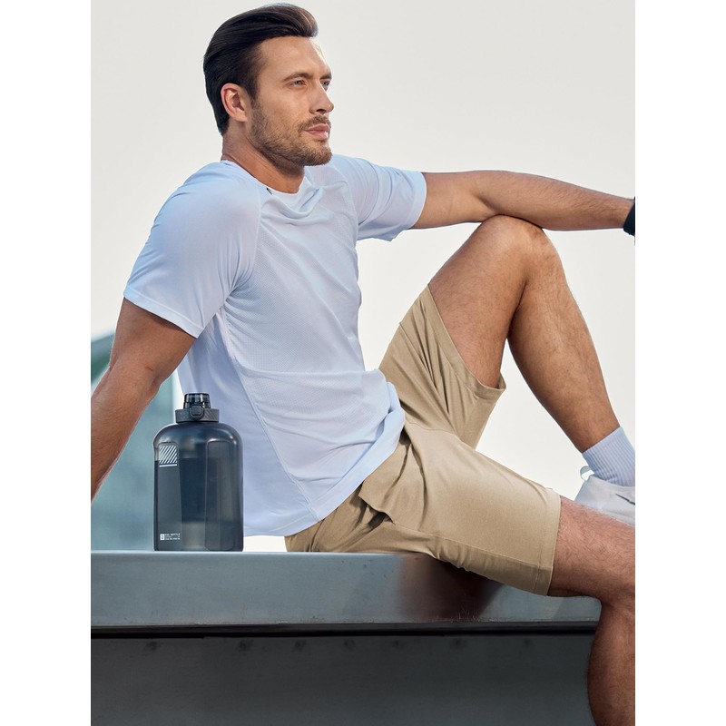 Elegancity Men's Summer Shorts, Baggy Shorts with Pockets, Elastic Waistband,