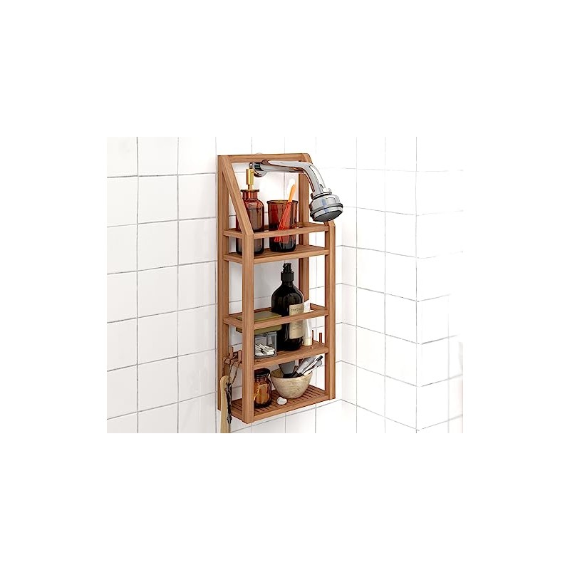 AquaTeak Moa Rectangular Teak Shower Organizer