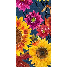 IHR Ideal Home Range Dinner Napkins Disposable 3-Ply Paper Hand Towels, 8.5" x 4.5", Fall Flowers, 16-Count