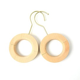 SUNGRAN Wood Ring Hanger, Bag Hanger, Tie Hanger, Pants Hanger, Scarf Hanger, Bag Hanger, Multi-functional, Multi-Hanger, Wood, Natural Wood, Set of 2, 7.5 x 3.8 x 2.3 inches (19 x 9.8 x 5.8 cm),
