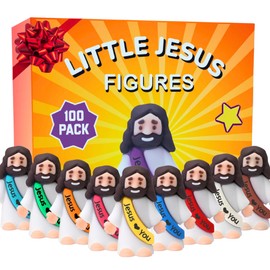 Charmelly Little Jesus Figures 100 Pack - No Smell, Premium Quality Silicone - Jesus Loves You Figures for Church, VBS, Mission Trips, Gifts & Hide and Seek - Mini Figurines In Bulk