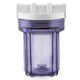 Hydronix HX-HF3-5CLWH14 5" Clear Housing with White Rib Cap for RO and Filtration Systems, 1/4" Ports, Clear/White