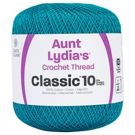 Coats Crochet Aunt Lydia's Crochet, Cotton Classic Size 10, Blanco, Pavo Real, 10, 1