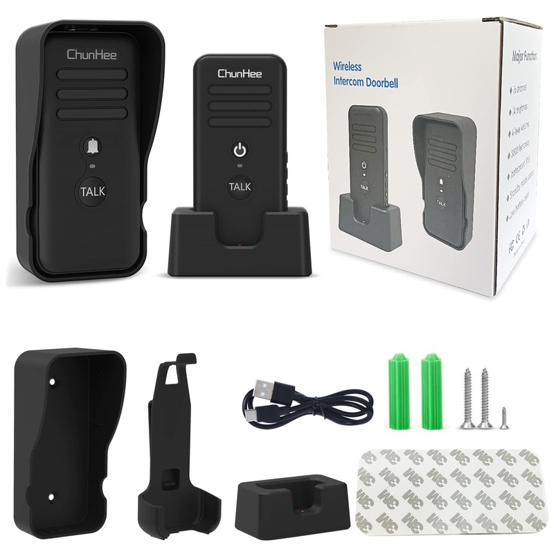 ChunHee Wireless Intercom Doorbell Chime for Home, Two-Way Talk Security