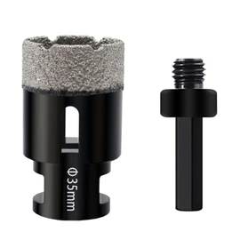 YUENTOEN Diamond Core Drill Bit, 1-3/8 Inch Tile Diamond Hole Saw for Angle Grinder Porcelain Ceramic Granite Marble Stone Brick with 5/8-11 Thread Plus 3/8 Inch Hex Shank Adapter