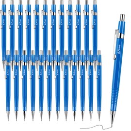 Gueevin 24 Pcs Mechanical Pencil Metal Penpoint Mechanical Pencil Retractable Automatic Drafting Pencils Refills for Writing Drawing Signature (0.7mm,Blue)