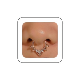 Xduargs Boho CZ Crown Clip On Nose Ring - Gold Crystal - Vintage Style - No Piercing - Women's Fashion Jewelry