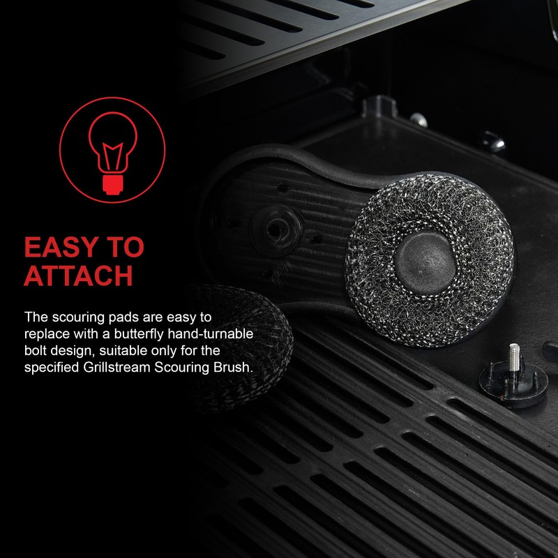 Grillstream Barbecue Scouring Brush Head Replacements Heads, Durable Steel Pads