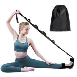 Foot and Calf Stretcher-Stretching Strap For Plantar Fasciitis, Heel Spurs, Foot Drop, Achilles Tendonitis & Hamstring. Yoga Foot & Leg Stretch Strap. (RED)