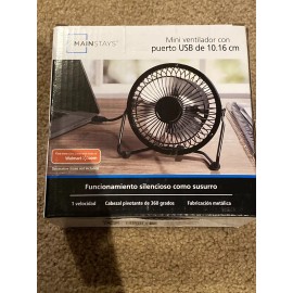Mainstays 4 Inch Metal USB Table Desk Fan Black Pivoting Whisper Quiet Mini NEW
