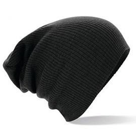 New Mens Oversized Slouch Stretch Beanie Hat- 4 Colours (Black)