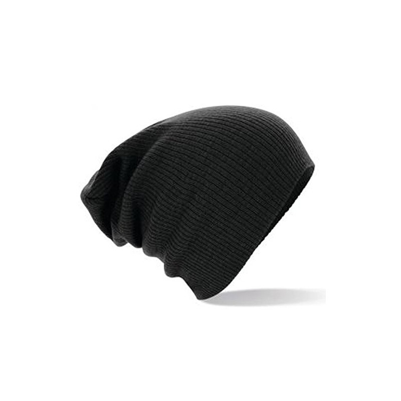New Mens Oversized Slouch Stretch Beanie Hat- 4 Colours (Black)