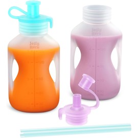 Jelly Ruru Silicone Reusable Baby Food Pouches, 5oz Squeeze Pouch, 2 Pack | Food Grade Silicone, Leakproof And Self Standing, Freezer And Dishwasher Safe Breastmilk Container For Baby Food