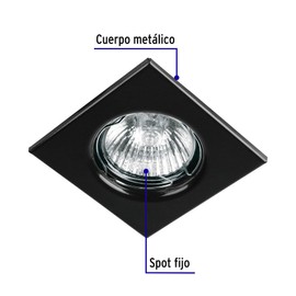 Volteck Lait EMP-111S, Luminario cuadrado negro spot fijo, lámpara no incluida
