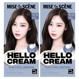 Mise-en-scène Hello Cream Hair Dye 5CB, Cool Brown, 2 pcs / 미쟝센 헬로크림 염모제 5CB, 쿨브라운, 2개