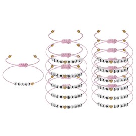 CXNXFD Pack of 12 JGA Bracelets Women, Team Bride Bracelets, Team Bride, JGA Accessories Women for the Bride Bridesmaid White/Pink with Heart, Pearl Bracelet Set, Unit size, Plastic, No Gemstone