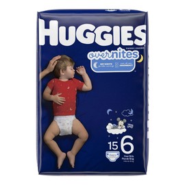 KIMBERLY CLARK CORP Huggies OverNites Diapers, Size 6, Jumbo Pack Pack(age) of 15