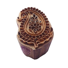 Ornate Print Stamp Brass Paisley Pattern Wood Clay Block