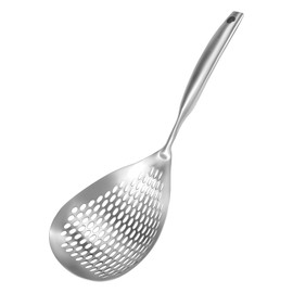 Dropfree 15 Inch Skimmer Slotted Spoon 304 Stainless Steel Large Skimmer Ladle Strainer Spoon Kitchen Colander Spoon for Cooking, Frying, Draining