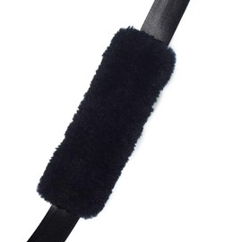 2-Pack Soft Faux Sheepskin Car Black Seat Belt Cover Pad,Car Safety Seat Belt Strap Shoulder Pad for Adults and Children,Suitable for Car Seat Belt,Backpack,Shoulder Bag