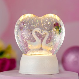 Valentines Day Decor Valentine Snow Globe, White Snow Globes Lantern with Glitter & 6h Timer, Heart Music Box, Valentines Day Gifts for Her Girlfriend