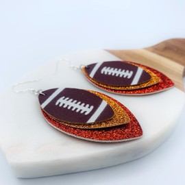 Gold & Red Football Jewelry for Women - Football Accessories - Football Earrings (Red and Gold)